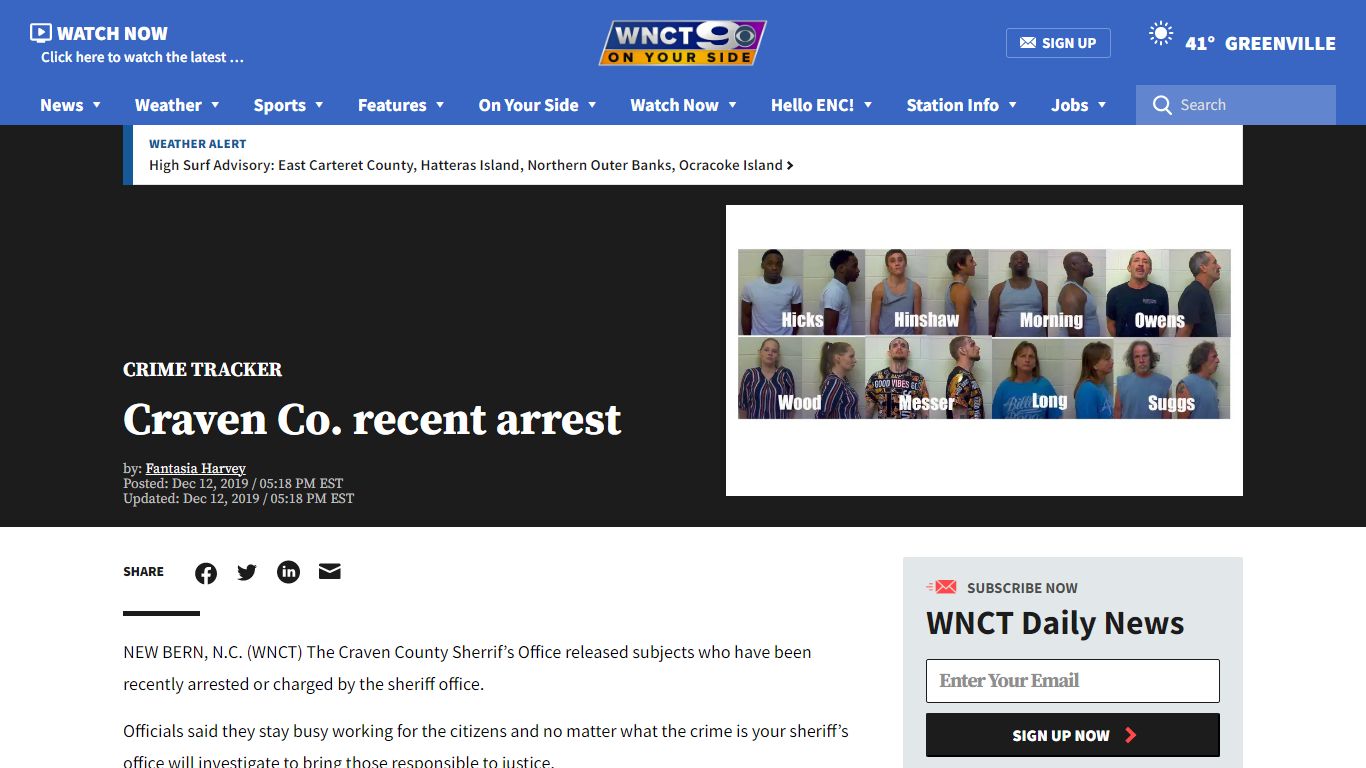 Craven Co. recent arrest | WNCT